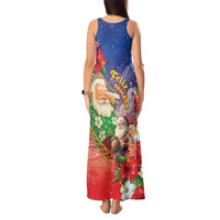 Dominican Republic Christmas Tank Maxi Dress Santa Relaxing On The Beach - Wonder Print Shop