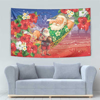 Dominican Republic Christmas Tapestry Santa Relaxing On The Beach - Wonder Print Shop
