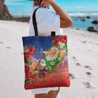 Dominican Republic Christmas Tote Bag Santa Relaxing On The Beach - Wonder Print Shop