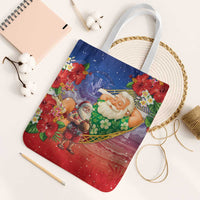 Dominican Republic Christmas Tote Bag Santa Relaxing On The Beach - Wonder Print Shop