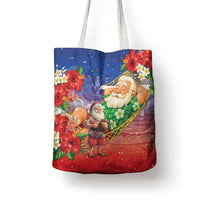 Dominican Republic Christmas Tote Bag Santa Relaxing On The Beach - Wonder Print Shop