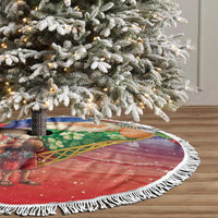 Dominican Republic Christmas Tree Skirt Santa Relaxing On The Beach - Wonder Print Shop