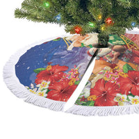 Dominican Republic Christmas Tree Skirt Santa Relaxing On The Beach - Wonder Print Shop