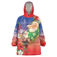 Dominican Republic Christmas Wearable Blanket Hoodie Santa Relaxing On The Beach - Wonder Print Shop
