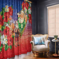 Dominican Republic Christmas Window Curtain Santa Relaxing On The Beach - Wonder Print Shop