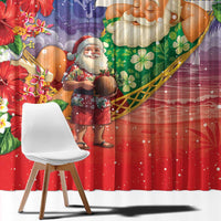 Dominican Republic Christmas Window Curtain Santa Relaxing On The Beach - Wonder Print Shop