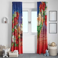 Dominican Republic Christmas Window Curtain Santa Relaxing On The Beach - Wonder Print Shop