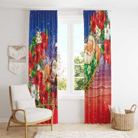 Dominican Republic Christmas Window Curtain Santa Relaxing On The Beach - Wonder Print Shop