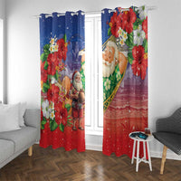 Dominican Republic Christmas Window Curtain Santa Relaxing On The Beach - Wonder Print Shop