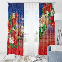 Dominican Republic Christmas Window Curtain Santa Relaxing On The Beach - Wonder Print Shop