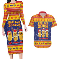 Venezuela Christmas Couples Matching Long Sleeve Bodycon Dress and Hawaiian Shirt Hallaca Season - Wonder Print Shop