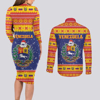 Venezuela Christmas Couples Matching Long Sleeve Bodycon Dress and Long Sleeve Button Shirt Hallaca Season - Wonder Print Shop
