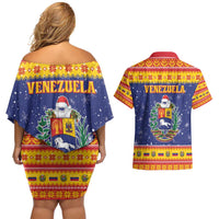 Venezuela Christmas Couples Matching Off Shoulder Short Dress and Hawaiian Shirt Hallaca Season - Wonder Print Shop