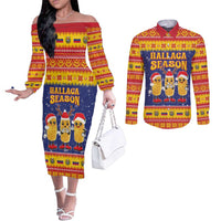 Venezuela Christmas Couples Matching Off The Shoulder Long Sleeve Dress and Long Sleeve Button Shirt Hallaca Season - Wonder Print Shop