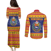 Venezuela Christmas Couples Matching Puletasi and Long Sleeve Button Shirt Hallaca Season - Wonder Print Shop