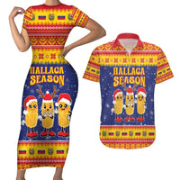 Venezuela Christmas Couples Matching Short Sleeve Bodycon Dress and Hawaiian Shirt Hallaca Season - Wonder Print Shop