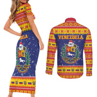 Venezuela Christmas Couples Matching Short Sleeve Bodycon Dress and Long Sleeve Button Shirt Hallaca Season - Wonder Print Shop