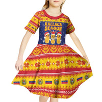 Venezuela Christmas Kid Short Sleeve Dress Hallaca Season - Wonder Print Shop