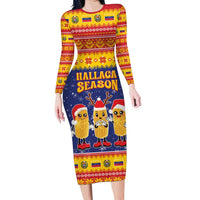 Venezuela Christmas Long Sleeve Bodycon Dress Hallaca Season - Wonder Print Shop