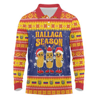 Venezuela Christmas Long Sleeve Polo Shirt Hallaca Season - Wonder Print Shop