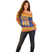 Venezuela Christmas Off Shoulder Sweater Hallaca Season - Wonder Print Shop