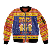 Venezuela Christmas Sleeve Zip Bomber Jacket Hallaca Season - Wonder Print Shop