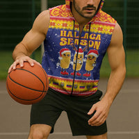 Venezuela Christmas Sleeveless Zip Hoodie Hallaca Season - Wonder Print Shop