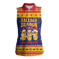 Venezuela Christmas Women Sleeveless Polo Shirt Hallaca Season - Wonder Print Shop