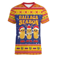 Venezuela Christmas Women V-Neck T-Shirt Hallaca Season - Wonder Print Shop