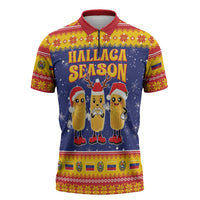 Venezuela Christmas Zipper Polo Shirt Hallaca Season - Wonder Print Shop