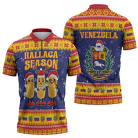 Venezuela Christmas Zipper Polo Shirt Hallaca Season - Wonder Print Shop
