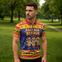 Venezuela Christmas Zipper Polo Shirt Hallaca Season - Wonder Print Shop