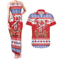 Canada Christmas Couples Matching Tank Maxi Dress and Hawaiian Shirt Dabbing Santa Groundhog Funny Style LT05 - Wonder Print Shop