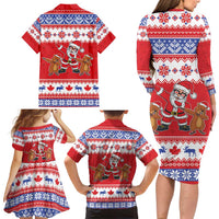 Canada Christmas Family Matching Long Sleeve Bodycon Dress and Hawaiian Shirt Dabbing Santa Groundhog Funny Style LT05 - Wonder Print Shop