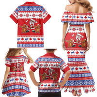 Canada Christmas Family Matching Mermaid Dress and Hawaiian Shirt Dabbing Santa Groundhog Funny Style LT05 - Wonder Print Shop