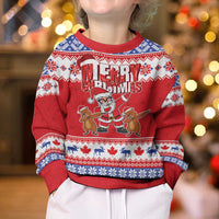 Canada Christmas Kid Ugly Christmas Sweater Dabbing Santa Groundhog Funny Style LT05 - Wonder Print Shop
