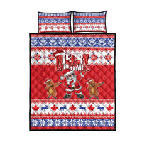 Canada Christmas Quilt Bed Set Dabbing Santa Groundhog Funny Style LT05 - Wonder Print Shop