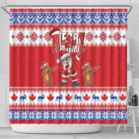 Canada Christmas Shower Curtain Dabbing Santa Groundhog Funny Style