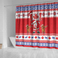 Canada Christmas Shower Curtain Dabbing Santa Groundhog Funny Style