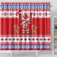 Canada Christmas Shower Curtain Dabbing Santa Groundhog Funny Style