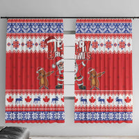 Canada Christmas Window Curtain Dabbing Santa Groundhog Funny Style LT05 - Wonder Print Shop