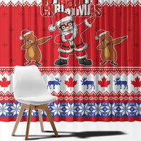 Canada Christmas Window Curtain Dabbing Santa Groundhog Funny Style LT05 - Wonder Print Shop