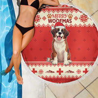 Switzerland Christmas Beach Blanket Cute Saint Bernard Merry Woofmas LT05 - Wonder Print Shop