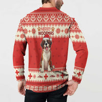Switzerland Christmas Button Sweatshirt Cute Saint Bernard Merry Woofmas LT05 - Wonder Print Shop