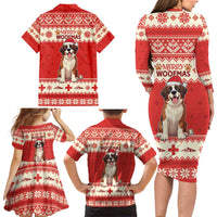 Switzerland Christmas Family Matching Long Sleeve Bodycon Dress and Hawaiian Shirt Cute Saint Bernard Merry Woofmas LT05 - Wonder Print Shop