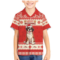 Switzerland Christmas Family Matching Mermaid Dress and Hawaiian Shirt Cute Saint Bernard Merry Woofmas LT05 - Wonder Print Shop