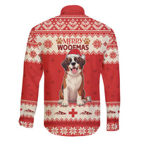 Switzerland Christmas Family Matching Off The Shoulder Long Sleeve Dress and Hawaiian Shirt Cute Saint Bernard Merry Woofmas LT05 - Wonder Print Shop