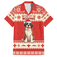 Switzerland Christmas Family Matching Short Sleeve Bodycon Dress and Hawaiian Shirt Cute Saint Bernard Merry Woofmas LT05 - Wonder Print Shop