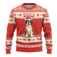 Switzerland Christmas Ugly Christmas Sweater Cute Saint Bernard Merry Woofmas LT05 - Wonder Print Shop