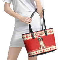 Switzerland Christmas Leather Tote Bag Cute Saint Bernard Merry Woofmas LT05 - Wonder Print Shop